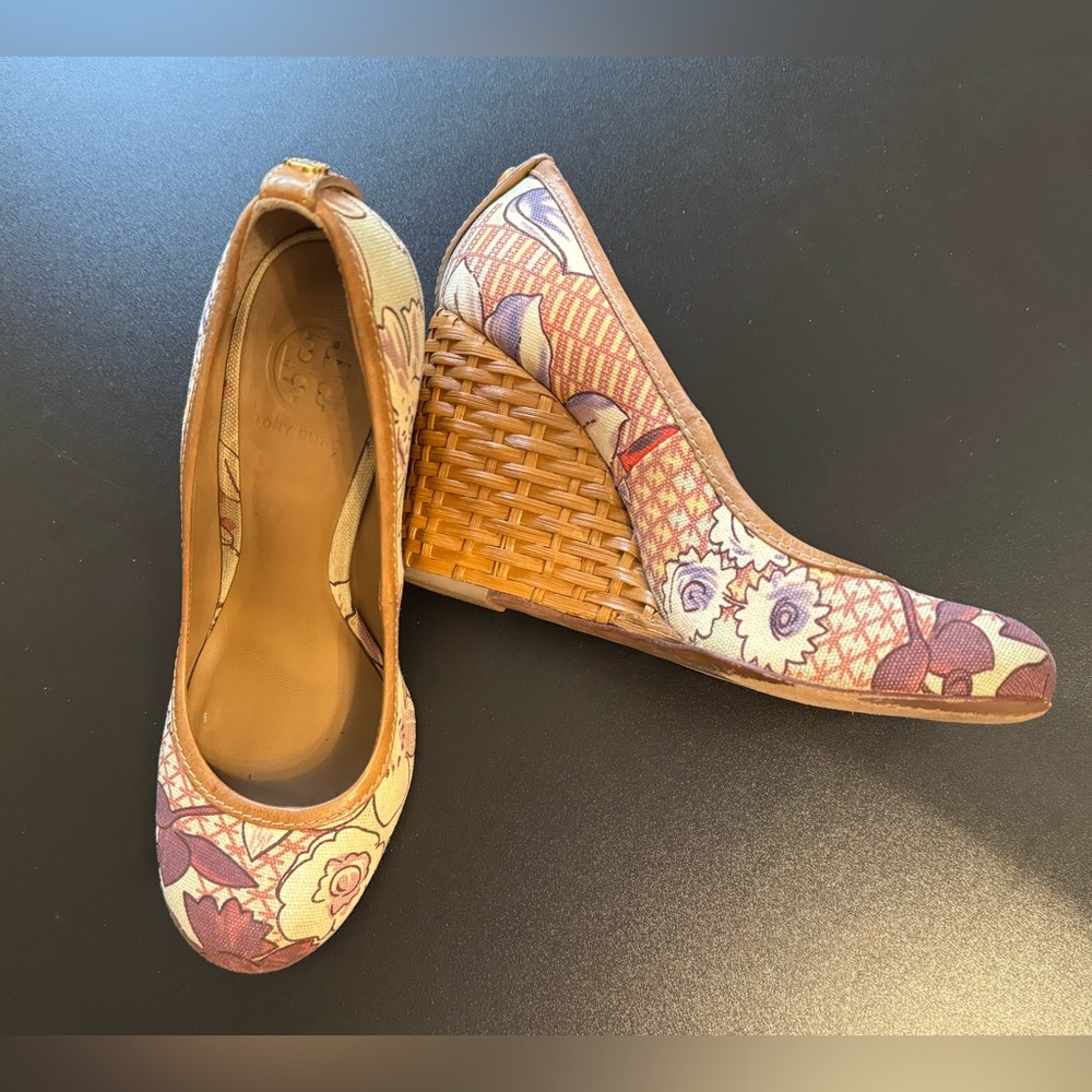 Tory Burch Floral Wedge Heels